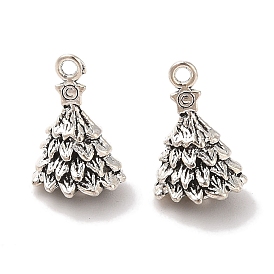 Tibetan Style Alloy Pendants, Lead Free & Cadmium Free, Christmas Tree, for Christmas, 18x12x12mm, Hole: 2mm