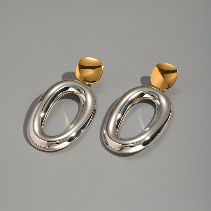 304 овальные серьги-гвоздики из нержавеющей стали с подвесками