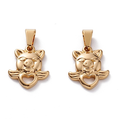 304 Stainless Steel Pendants, Pig with Heart