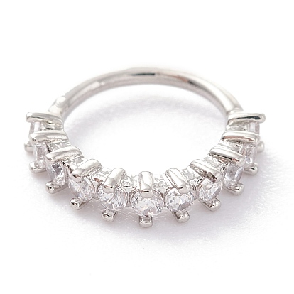 Piercing Jewelry, Brass Micro Pave Clear Cubic Zirconia Hoop Nose Rings, Hoop Earrings