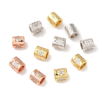 Стойка колонны покрытие латунь микропаве прозрачный кубический цирконий европейские бусины, бусины с большим отверстием, без кадмия и без свинца, долговечный