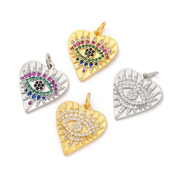 Латунные микро проложить кубического циркония подвески, долговечный, без свинца и без кадмия, сердце с сглаза
