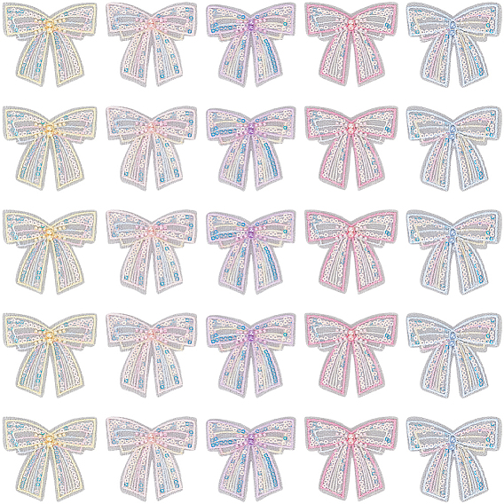 40 шт. 5 цвета полиэстер с сетчатой вышивкой ткань пришиваем заплатки, с пластиковой жемчужины, бантом