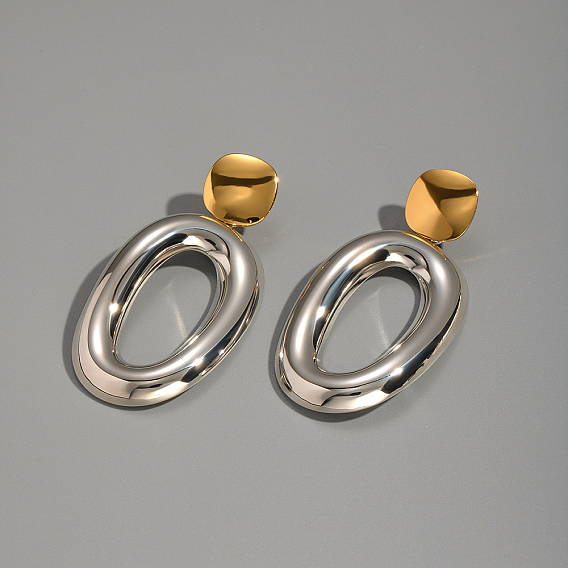 304 овальные серьги-гвоздики из нержавеющей стали с подвесками