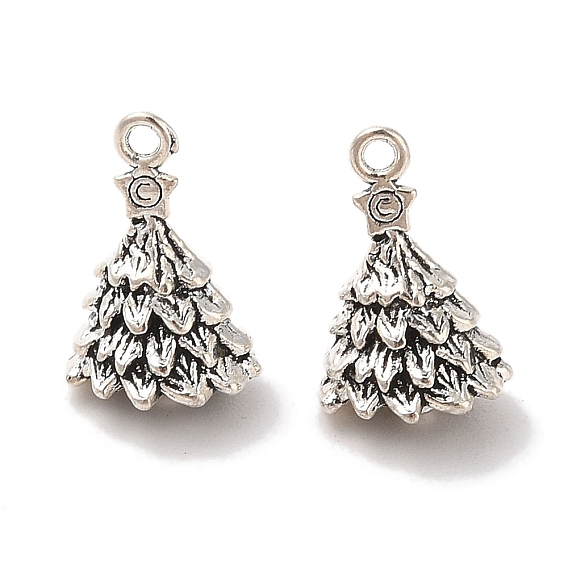 Сплавочные подвески тибетского стиля, без свинца и без кадмия, рождественская елка, на Рождество, 18x12x12 мм, отверстие : 2 мм