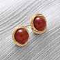 Серьги-гвоздики из натурального сердолика из латуни, круглые, реальный 14 k позолоченный