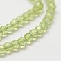 Natural Peridot Bead Strands, Faceted, Round