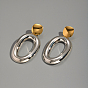 304 овальные серьги-гвоздики из нержавеющей стали с подвесками