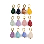 12 шт. 12 Цвета: натуральный розовый кварц, зеленый авантюрин, топаз, нефрит, клубничный кварц, амазонит, нефрит, подвески в форме капли, с 304 кольцами из нержавеющей стали, золотые, смешанные окрашенные и неокрашенные