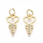 Латунные микро проложить кубического циркония подвески, сердце с крестом, с целью перехода в кольце