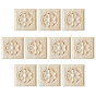Square Wood Carved Floral Decorative Blocks, Ornate Wood Embellishments for Furniture & Wall Decor