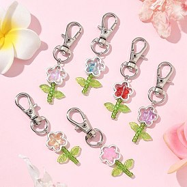 Подвесные украшения из прозрачного акрила и стекла в виде цветка, с сплава шарнирного когтя омара застежками