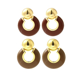 Плоские круглые латунные эмалевые серьги-гвоздики, реальный 18 k позолоченный