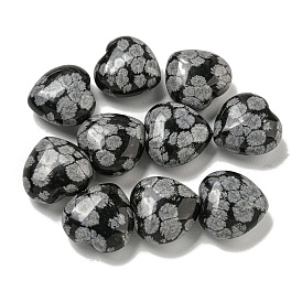 Natural Snowflake Obsidian Beads, Half Drilled, Heart