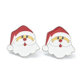 Christmas Themed Alloy Enamel Brooches, Enamel Pin, with Clutches, Santa Claus