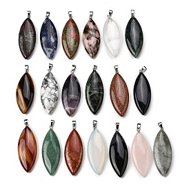 Драгоценный камень большие кулоны, Подвески в виде конского глаза с 304 защелкивающимися креплениями из нержавеющей стали, цвет нержавеющей стали