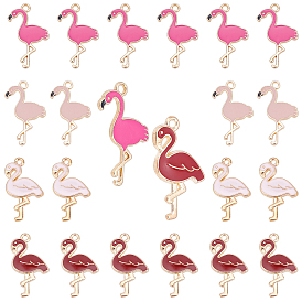 Pendentifs en émail , sans cadmium et sans plomb, forme de flamant rose, or et de lumière