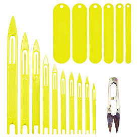 2sacs 2styles filet de pêche en plastique navette à aiguilles, réparer des outils de filet de pêche, avec des ciseaux 1pc