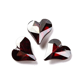 Glass Rhinestone Cabochons, Pointed Back, Faceted, Heart