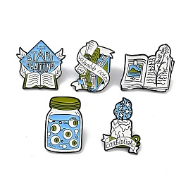 Ocean Knowledge Book Theme Enamel Pins, Alloy Brooch for Backpack Clothes, Book/Candle, Light Sky Blue