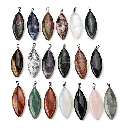 Драгоценный камень большие кулоны, Подвески в виде конского глаза с 304 защелкивающимися креплениями из нержавеющей стали, цвет нержавеющей стали