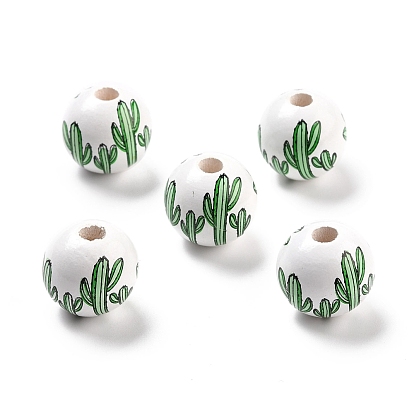 Spray Painted European Schima Wood Beads, Large Hole Beads, Round, Dark Sea Green