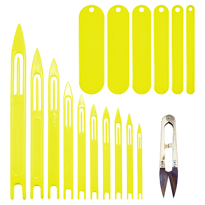 2bolsas 2 estilos plástico red de pesca lanzadera de aguja, reparación de herramientas de red de pesca, con tijeras de 1pc