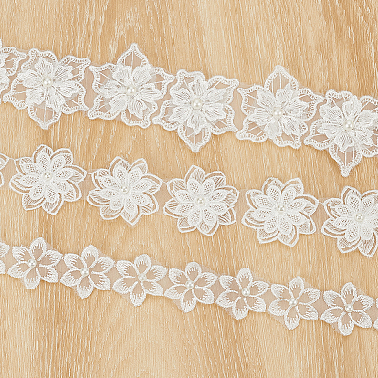 3 стили полиэфирная лента, цветок, с имитацией жемчуга, для аксессуара одежды