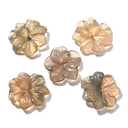 Cuentas talladas de fluorita natural, flor