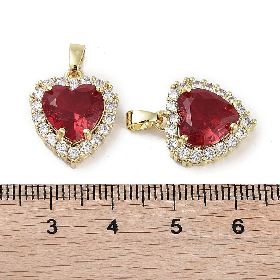 Настоящие позолоченные подвески из латуни с микропаве из кубического циркония, со стеклом, долговечный, без кадмия и без свинца, сердце