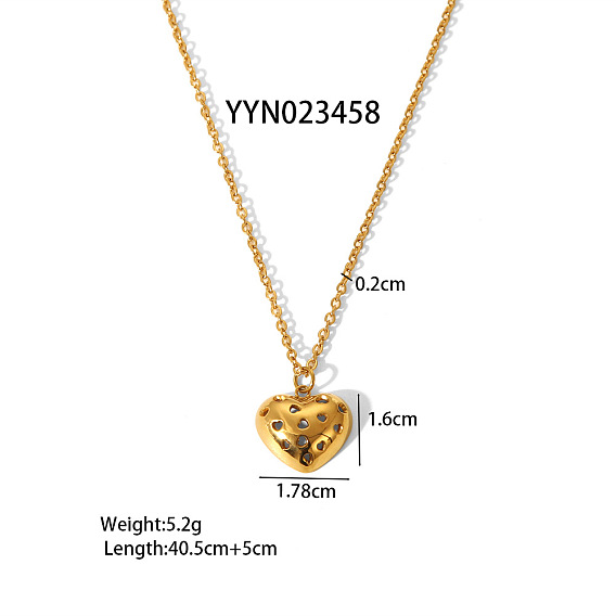 Полое сердце 304 ожерелья из нержавеющей стали с подвеской для женщин, реальный 18 k позолоченный