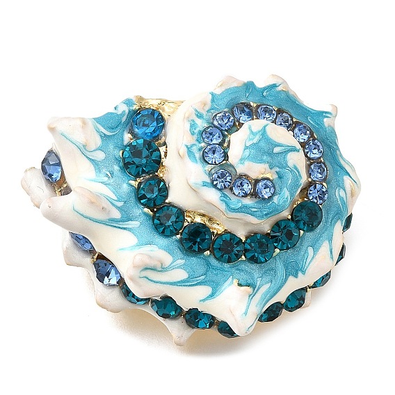 Булавки со стразами в форме ракушки, броши из золотого сплава для рюкзака