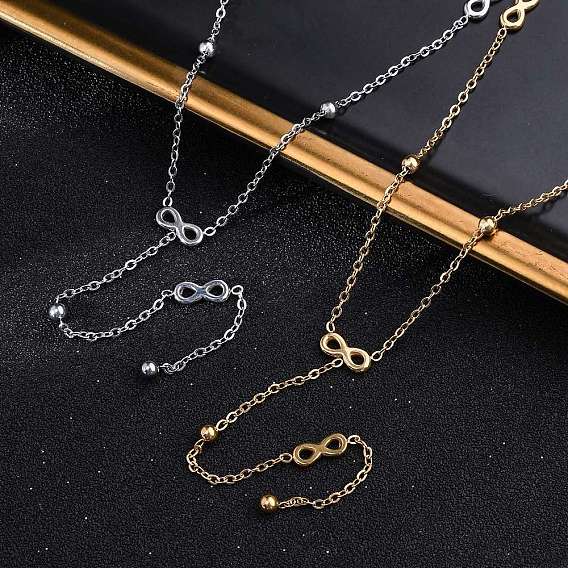 304 ожерелья из нержавеющей стали с буквой бесконечности Y, ионное покрытие (ip)
