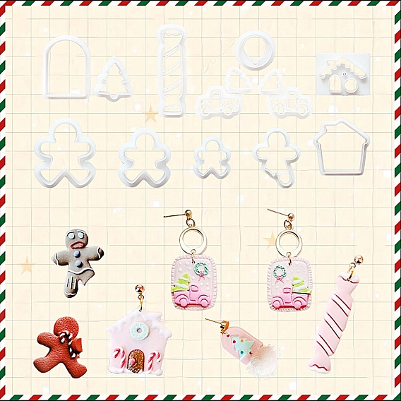 Рождественские пластиковые формы, резцы глины, инструменты для лепки из глины, для серьги решений