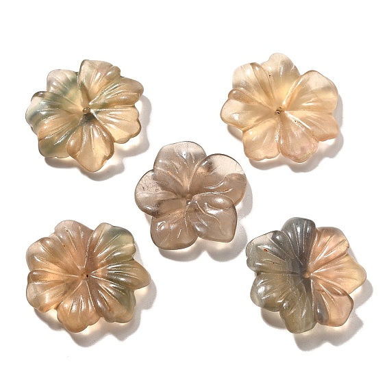 Cuentas talladas de fluorita natural, flor