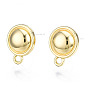 Alloy Stud Earring Findings, with Loop and Steel Pin, Half Round with Plastic Protective Sleeve