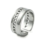 304 Stainless Steel Open Cuff Ring, Hollow Curb Chains Ring