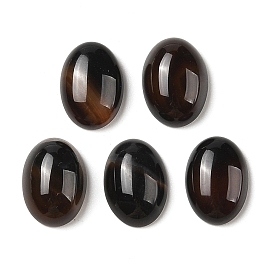 Natural Black Agate Cabochons, Dye & Heated, Oval
