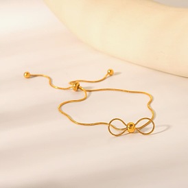 Регулируемые браслеты из ползуна из нержавеющей стали 304, змея цепи браслеты, бантом