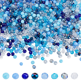 1600 шт 2 цвета стеклянные бусины, смешанный стиль, граненые, шайба