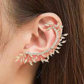 Sparkling Leaf-shaped Diamond Stud Earring for Women