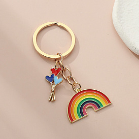 Rainbow Bunny Love Keychain Cartoon Travel Car Key Ornament Pendant