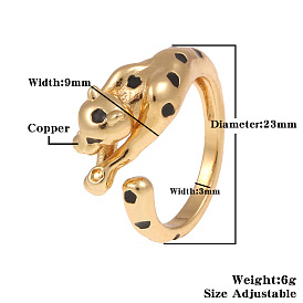 Эмалированное кольцо-манжета с леопардовым принтом, ювелирные изделия из латуни для мужчин и женщин