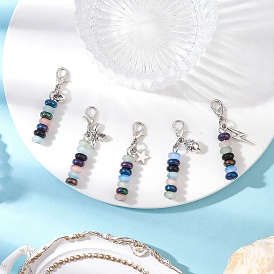 Кулон-рондель из имитации нефрита из стекла, Подвески из сплава в тибетском стиле и застежки-клешни для украшений сумок