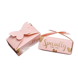 Boîtes à bonbons pliantes en carton, boîte d'emballage de cadeau de mariage, rectangle avec le papillon