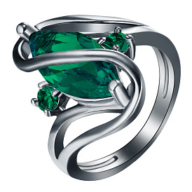 Кольца для женщин с конским глазом и кубическими цирконами из латуни