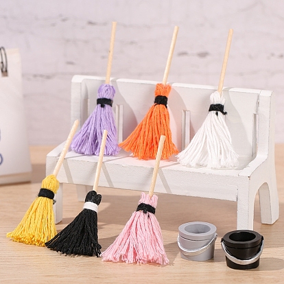 Мини-модель швабры/ведра, аксессуары для кукольного домика с микро-ландшафтом, притворяясь опорными украшениями