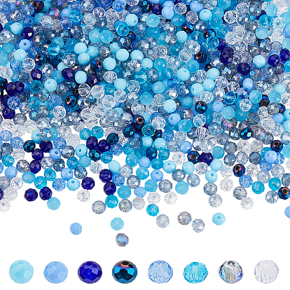 1600 шт 2 цвета стеклянные бусины, смешанный стиль, граненые, шайба