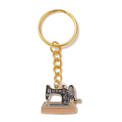 Colgante de llavero de esmalte de aleación, máquina de coser/cámara/cinta
