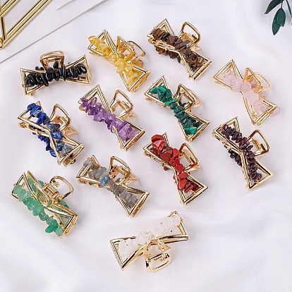 Natural Gemstone & Metel Claw Hair Clips, Hair Accessories for Women & Girls
